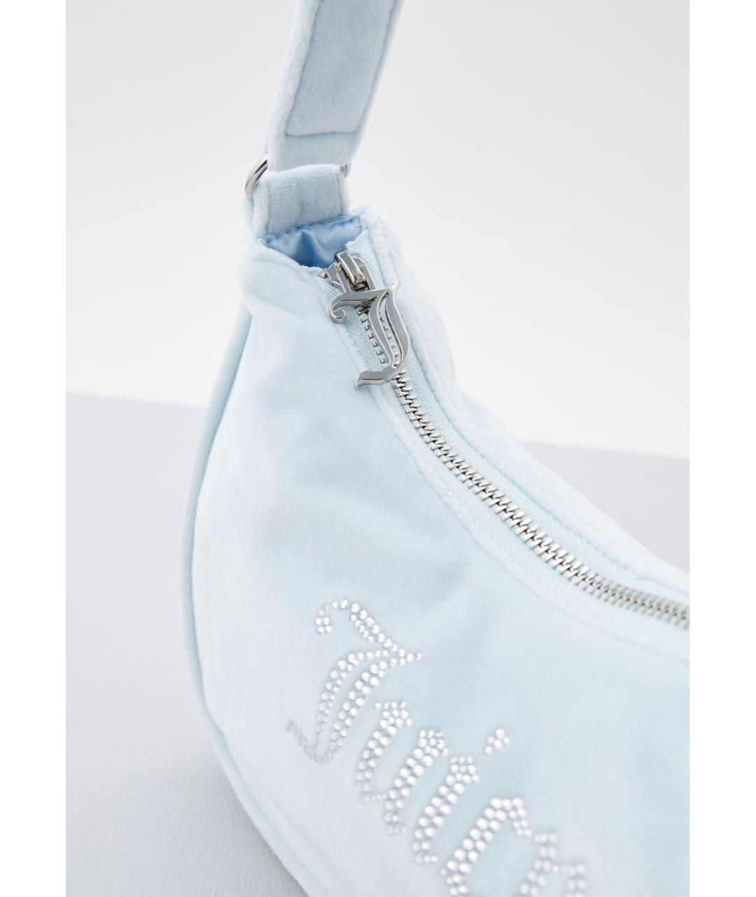 JUICY COUTURE Голубая бархатная сумка с короткими ручками, фото 3