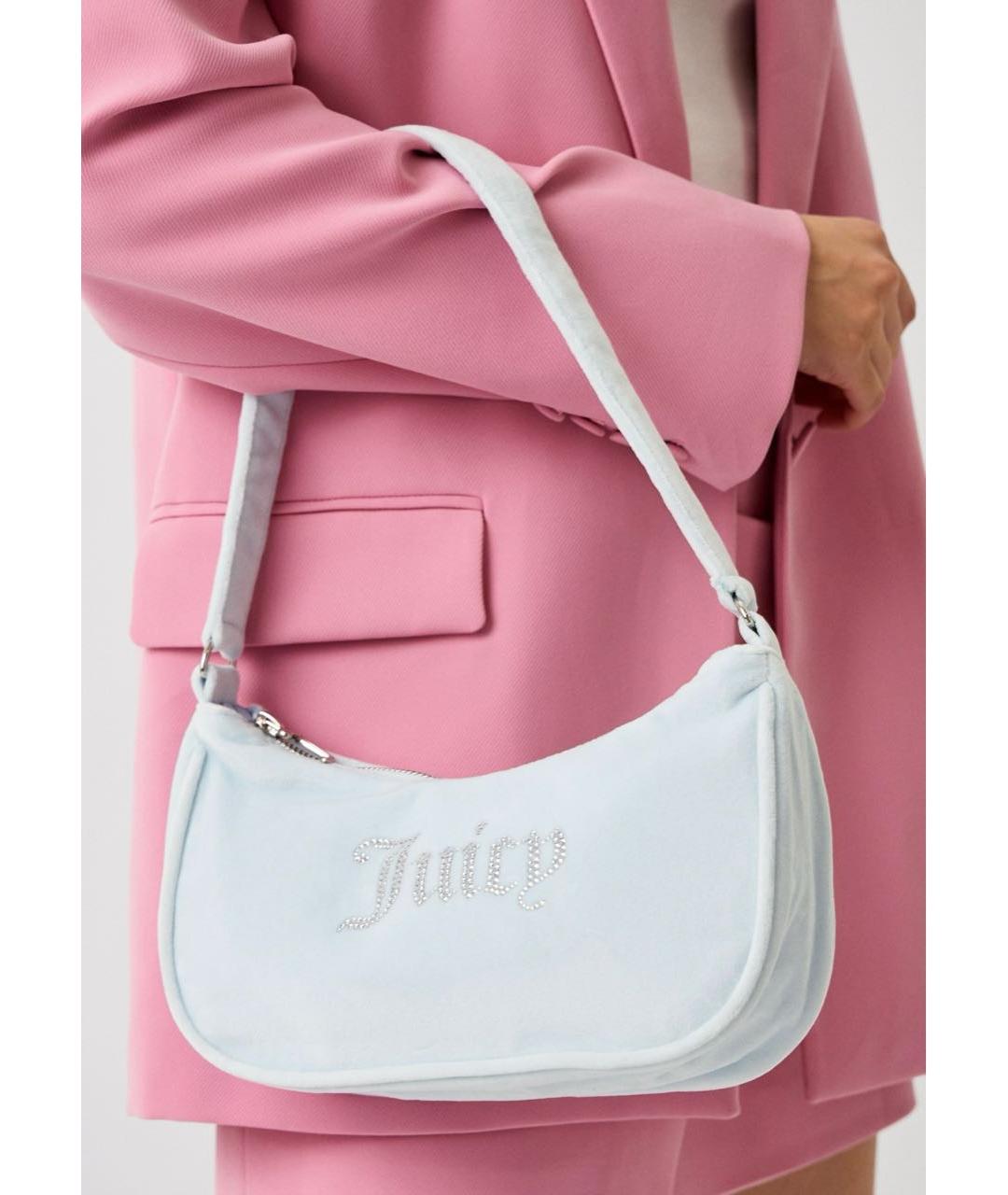 JUICY COUTURE Голубая бархатная сумка с короткими ручками, фото 4