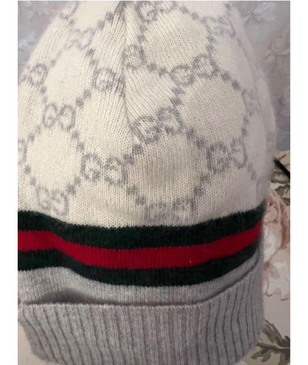 GUCCI Белая кашемировая шапка, фото 5