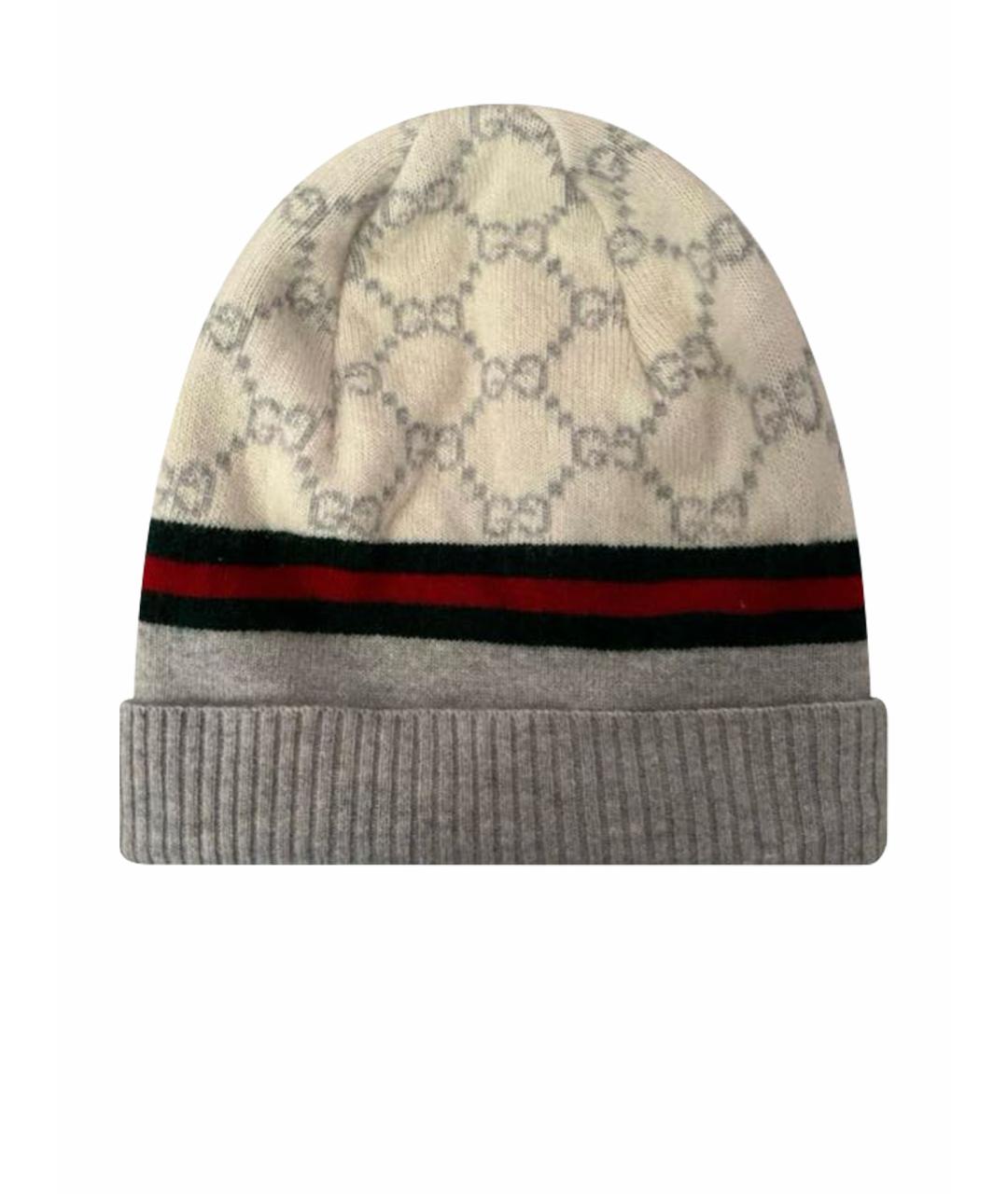 GUCCI Белая кашемировая шапка, фото 1