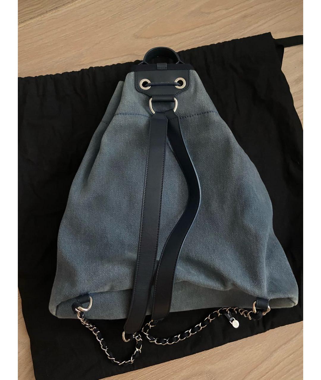 CHANEL PRE-OWNED Темно-синий деним рюкзак, фото 2