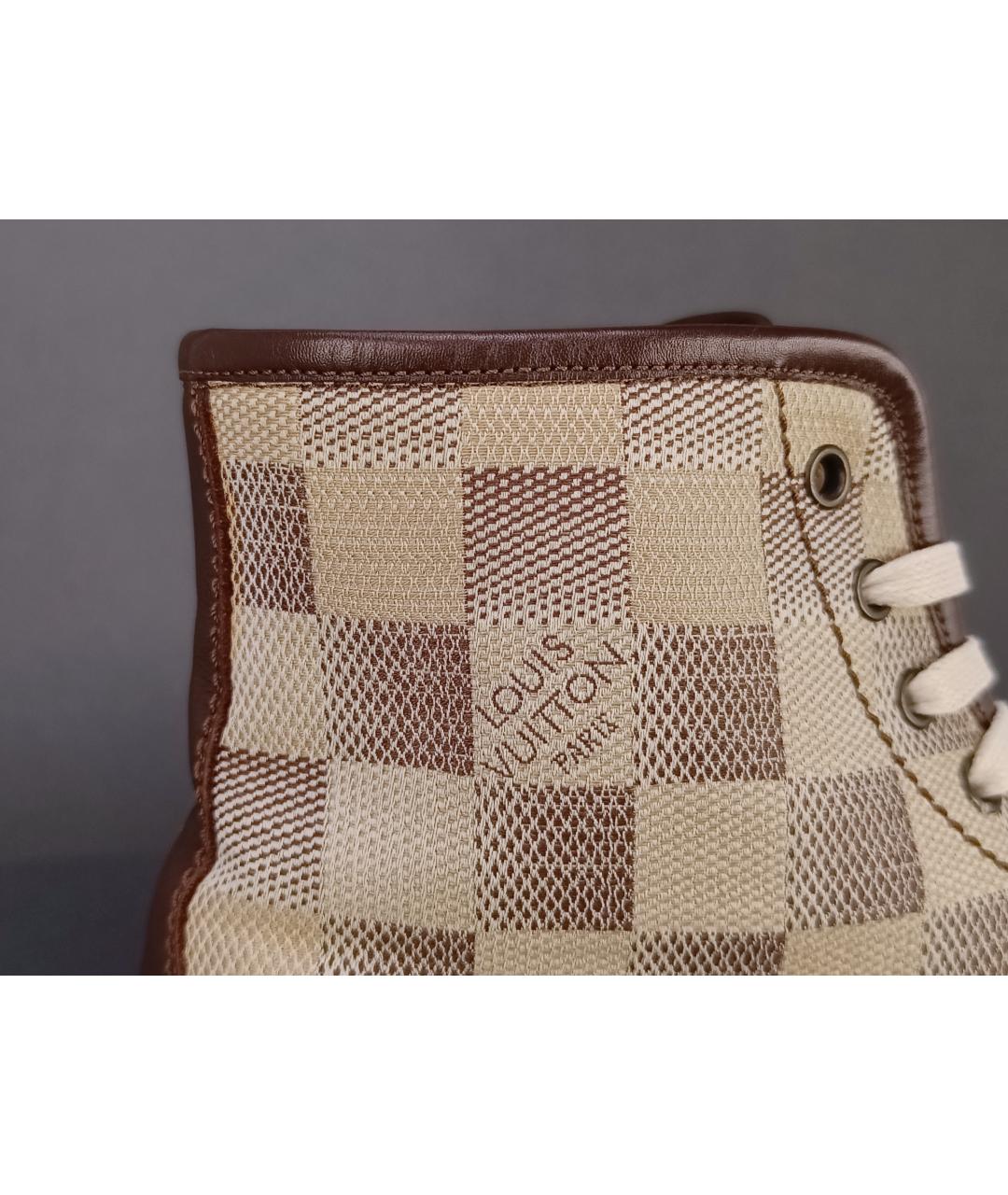 LOUIS VUITTON PRE-OWNED Бежевые текстильные высокие кроссовки / кеды, фото 9