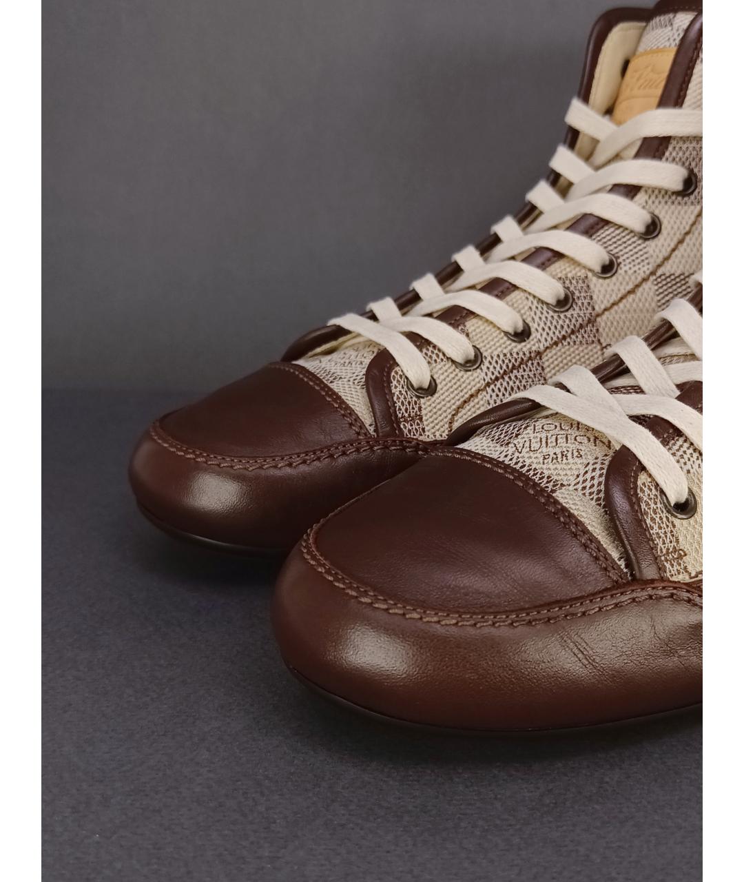 LOUIS VUITTON PRE-OWNED Бежевые текстильные высокие кроссовки / кеды, фото 8
