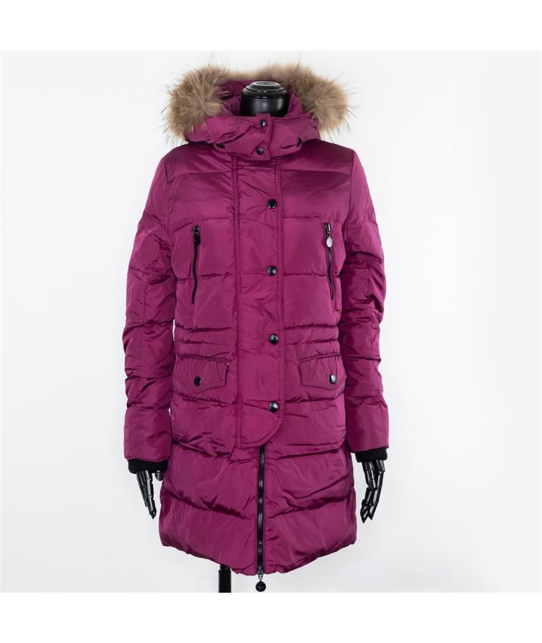 MONCLER Бордовый полиэстеровый пуховик, фото 4
