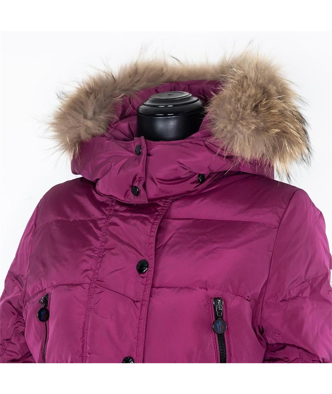 MONCLER Бордовый полиэстеровый пуховик, фото 2