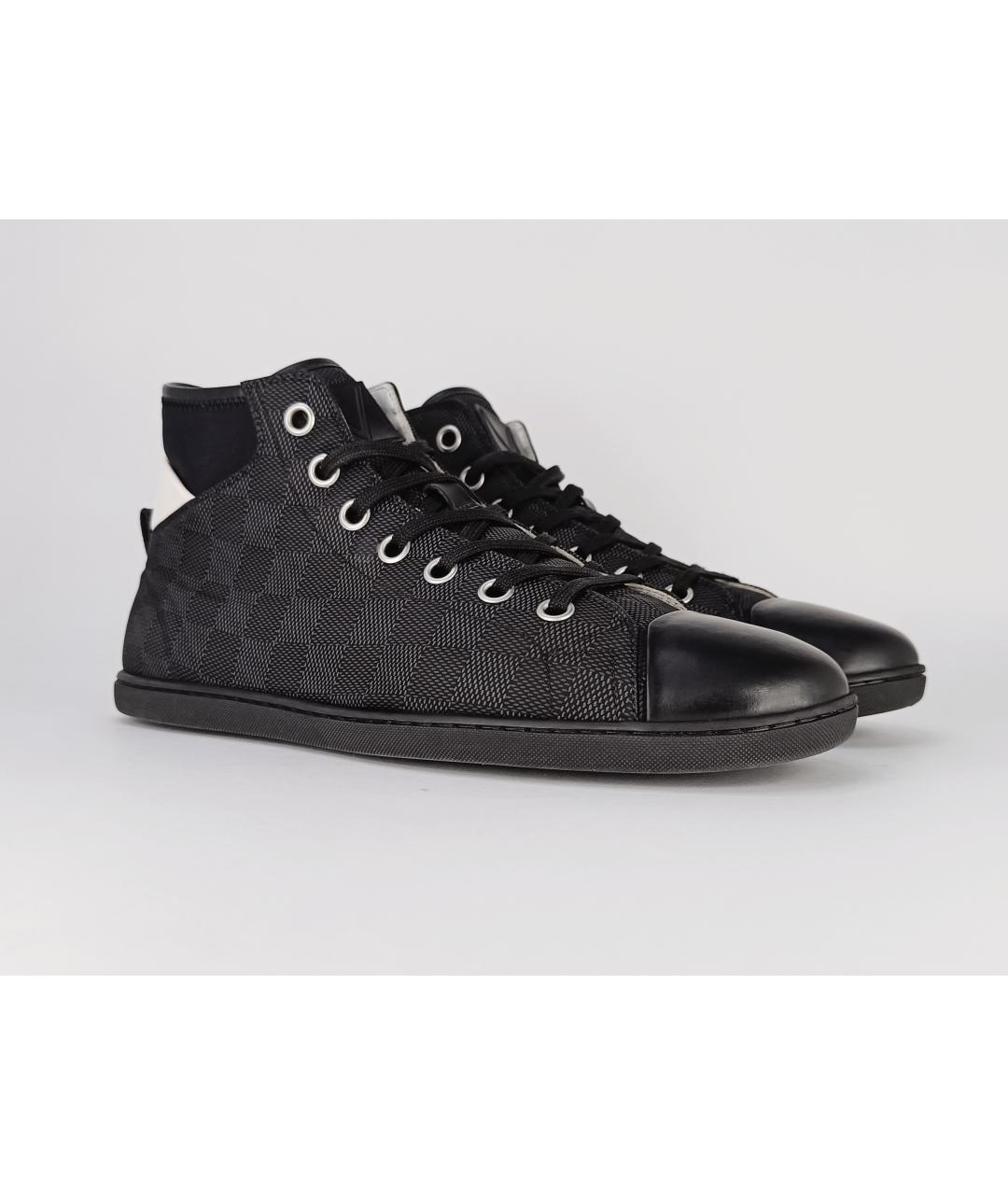 LOUIS VUITTON PRE-OWNED Черные текстильные высокие кроссовки / кеды, фото 6