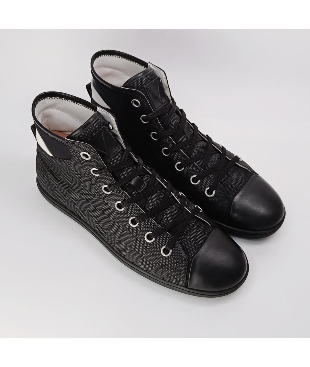 LOUIS VUITTON PRE-OWNED Черные текстильные высокие кроссовки / кеды, фото 4