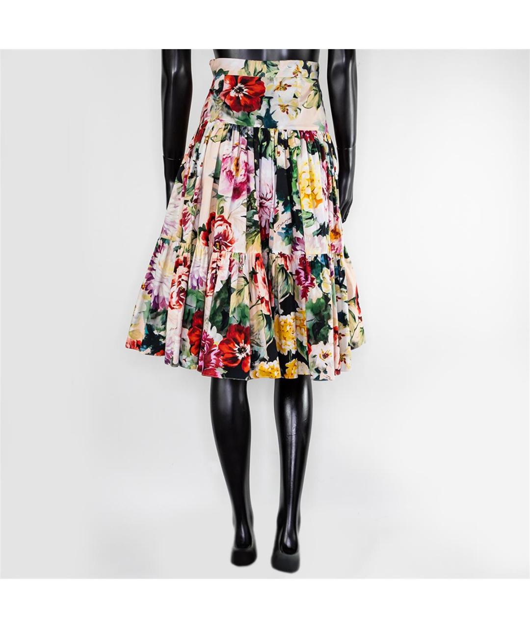 DOLCE&GABBANA Розовая хлопковая юбка миди, фото 3