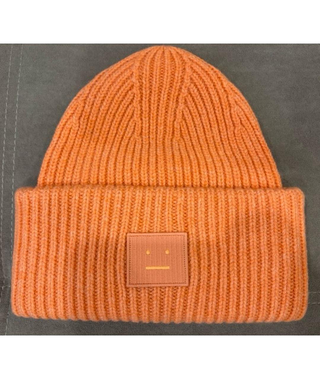 ACNE STUDIOS Оранжевая шерстяная шапка, фото 5