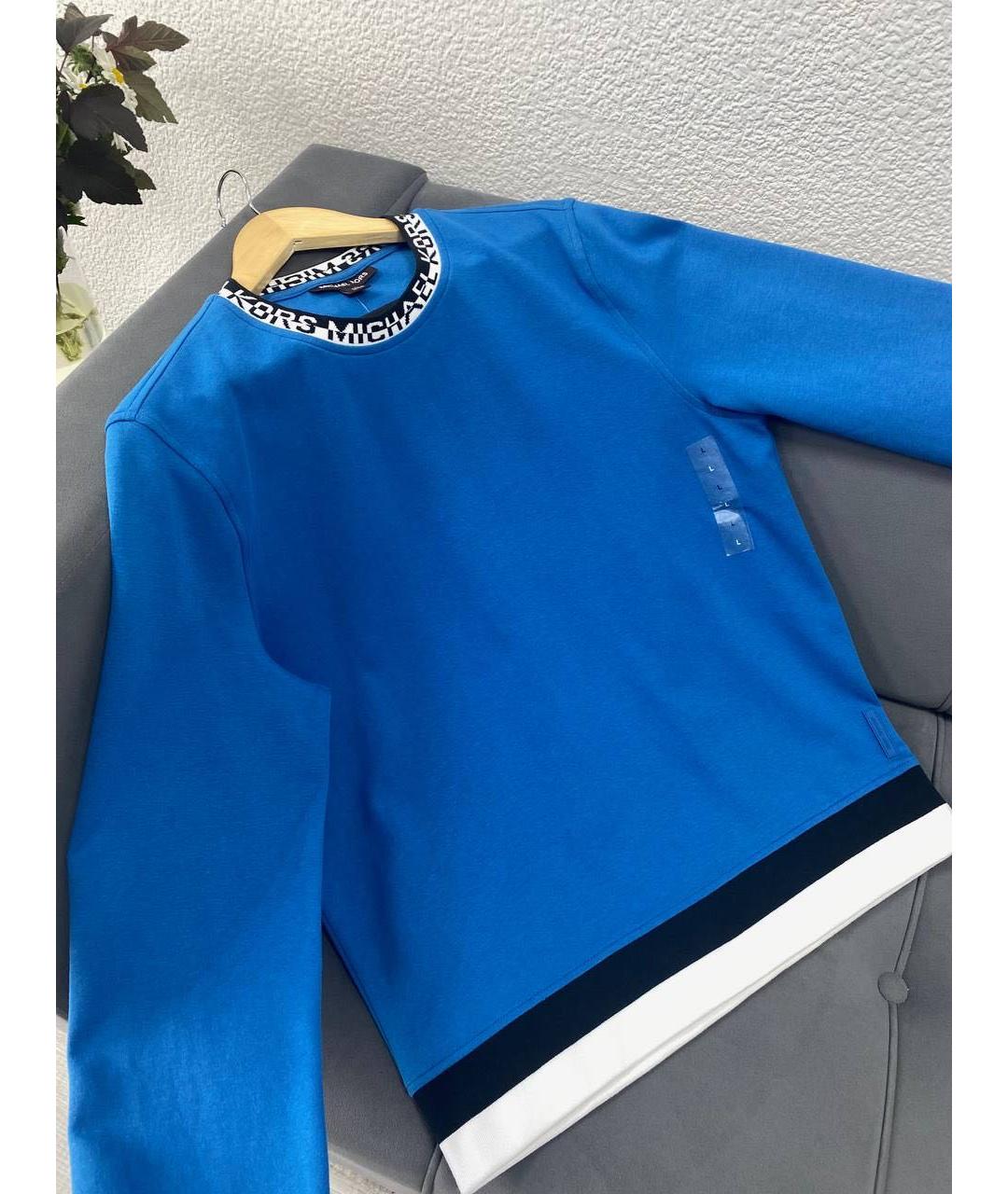 MICHAEL KORS Синий хлопко-эластановый джемпер / свитер, фото 7