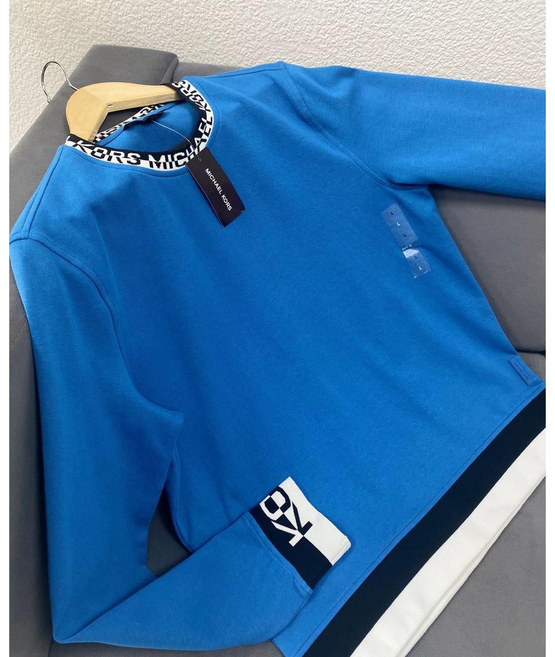 MICHAEL KORS Синий хлопко-эластановый джемпер / свитер, фото 2