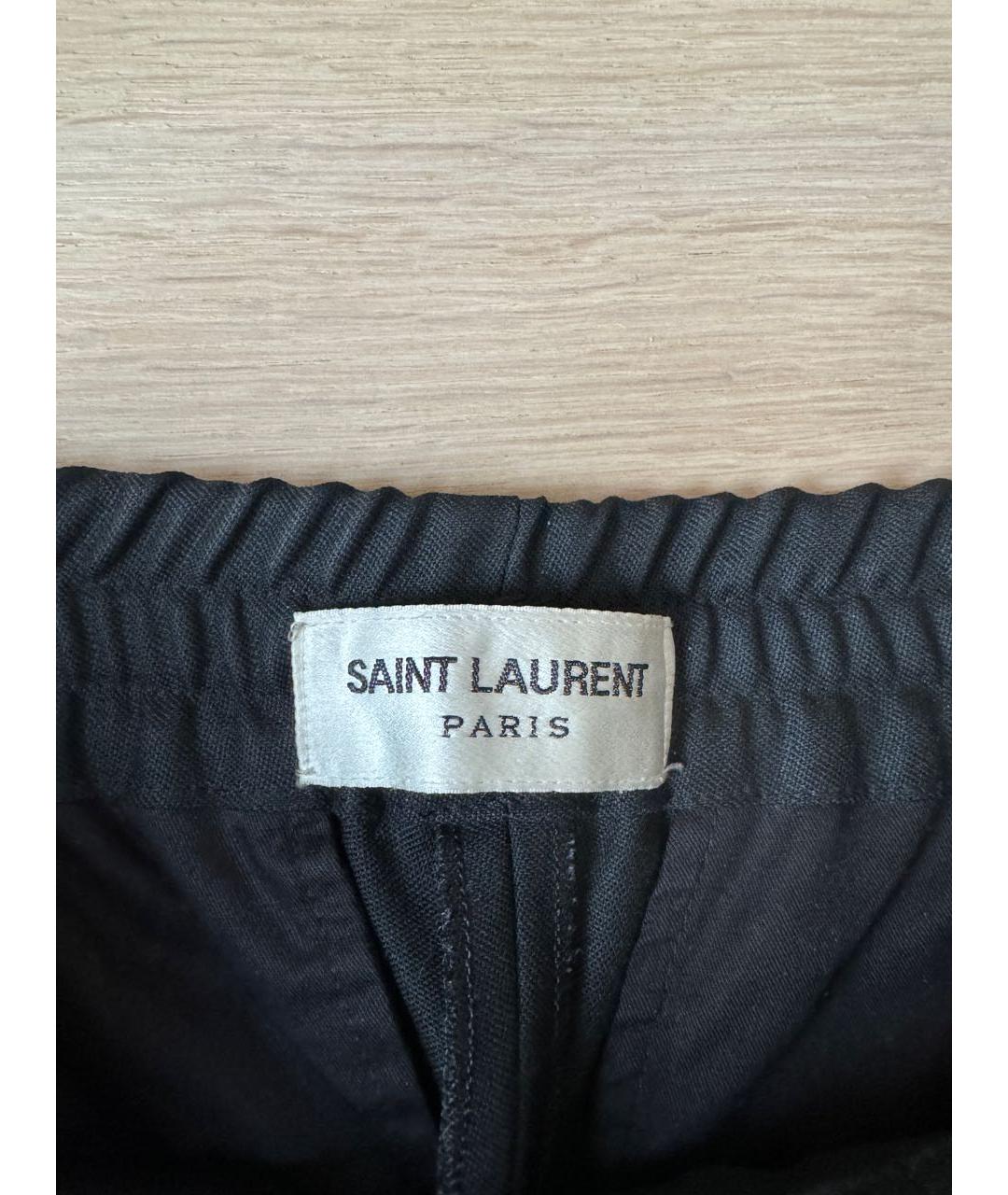 SAINT LAURENT Черные шерстяные прямые брюки, фото 5