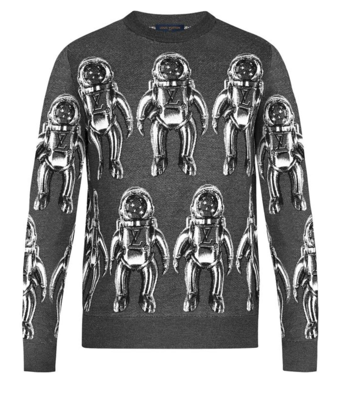 LOUIS VUITTON PRE-OWNED Серый шелковый джемпер / свитер, фото 1
