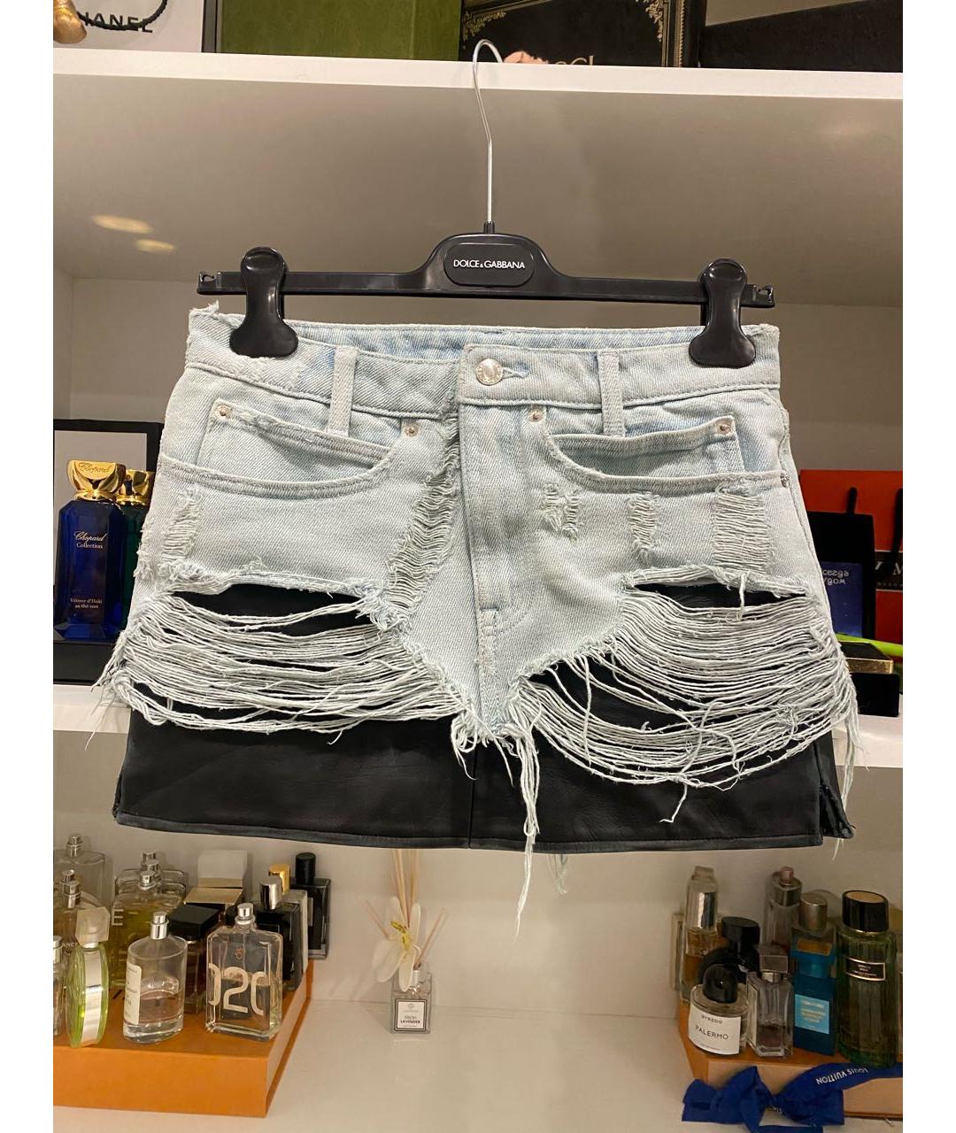 ALEXANDER WANG Голубая юбка мини, фото 6