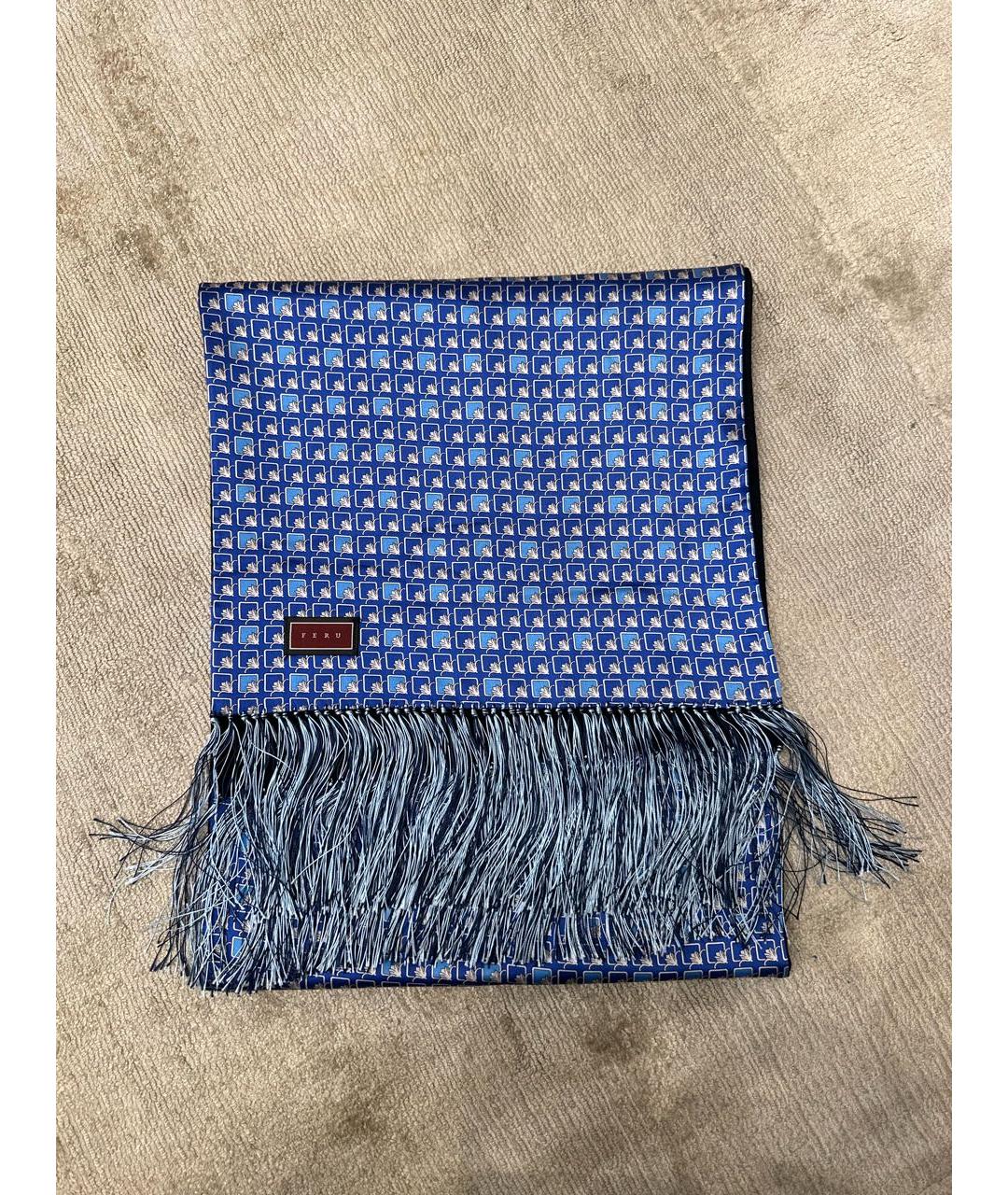FERU Голубой шелковый шарф, фото 4