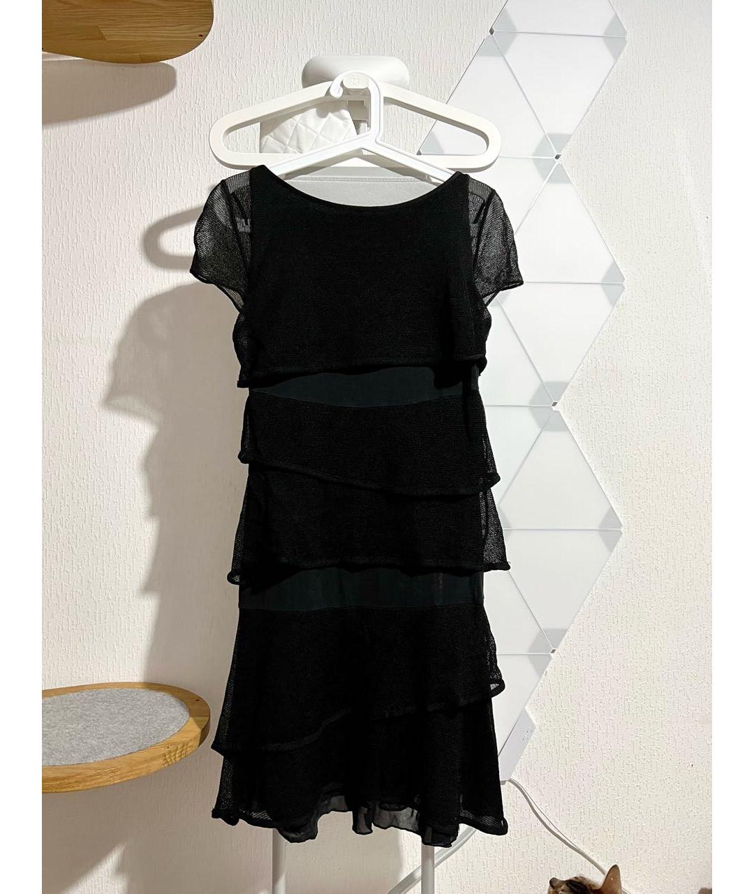 EMPORIO ARMANI Черное хлопко-эластановое коктейльное платье, фото 2