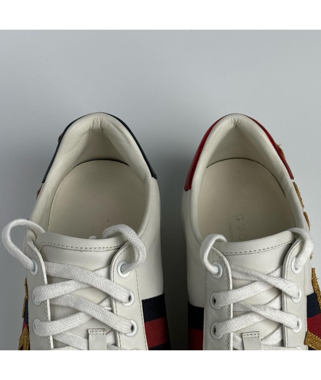 GUCCI Белые кожаные кеды, фото 4