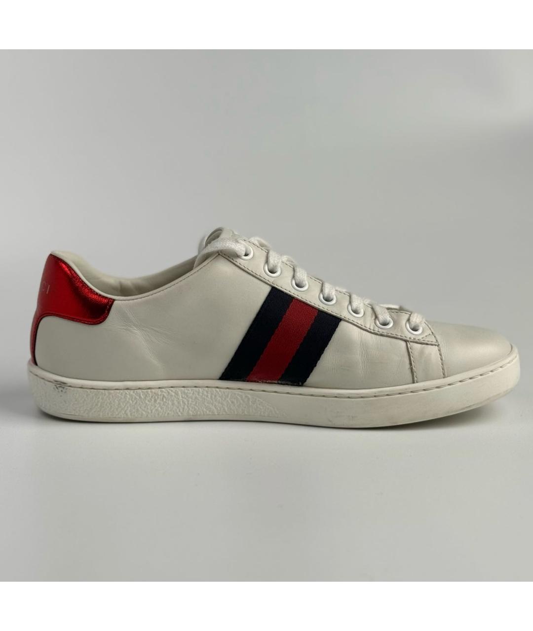 GUCCI Белые кожаные кеды, фото 2