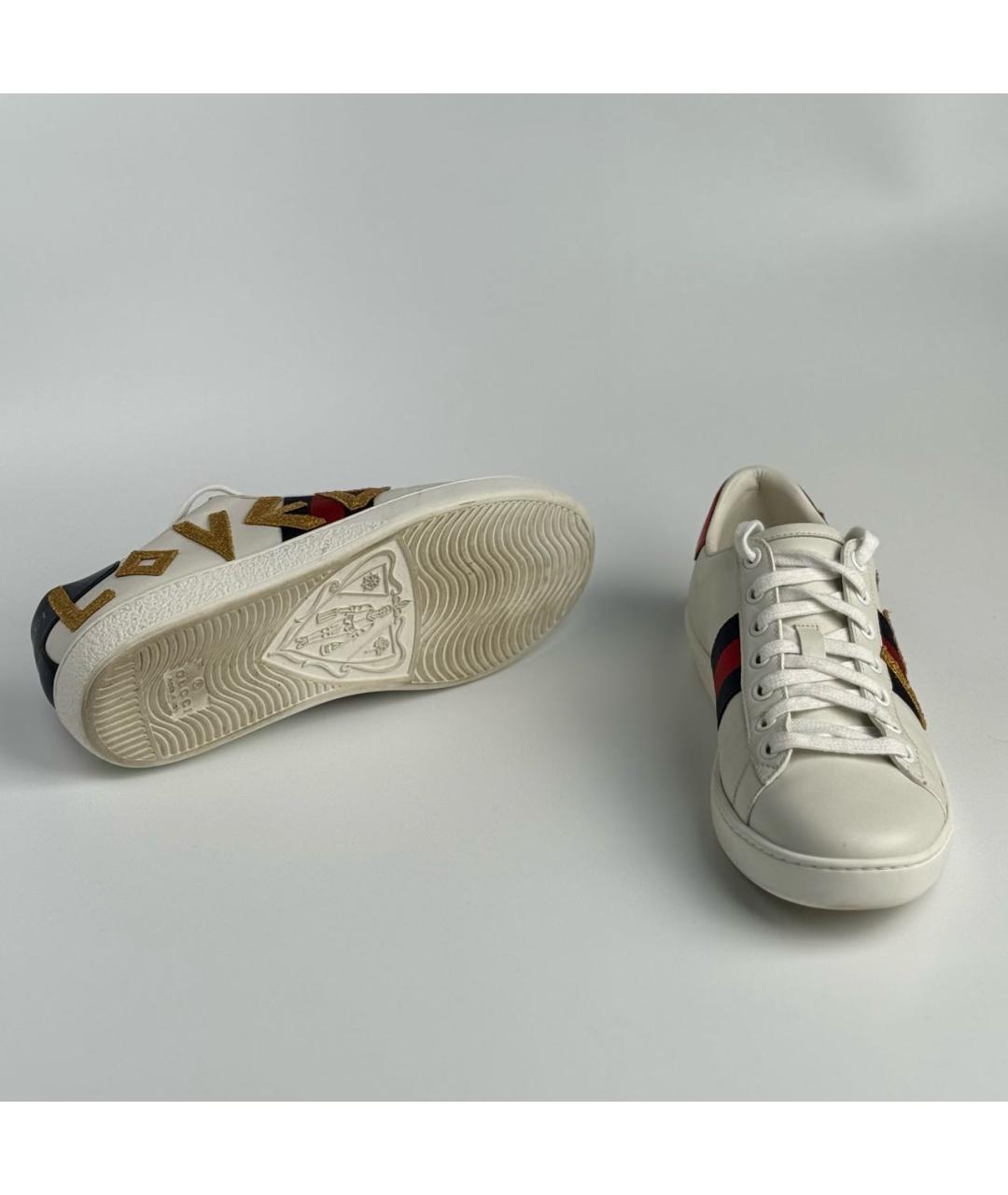 GUCCI Белые кожаные кеды, фото 7