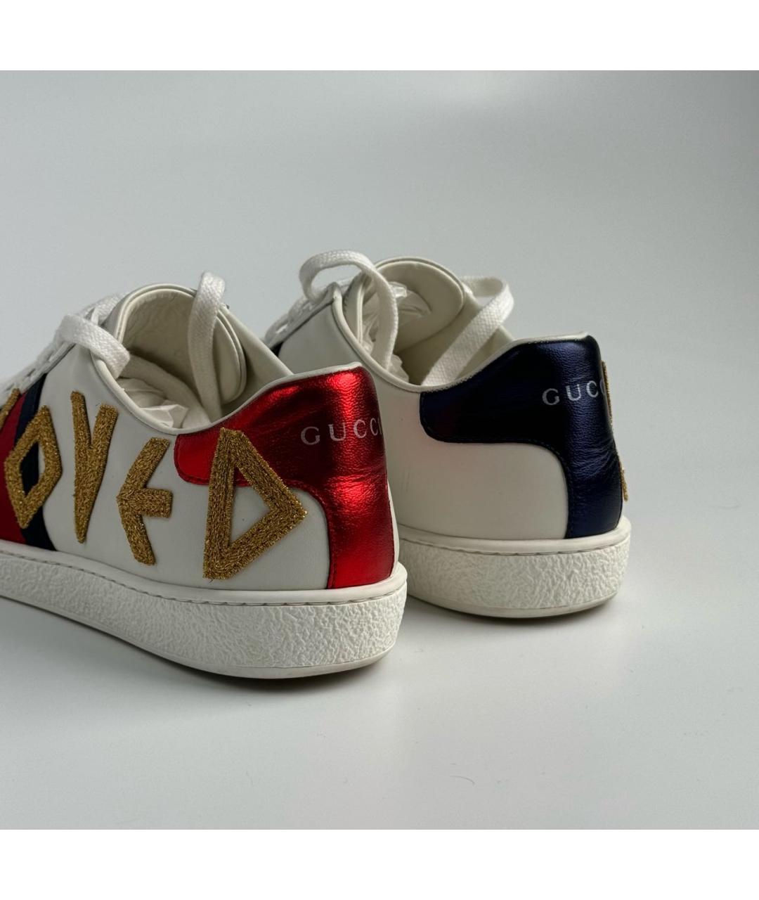 GUCCI Белые кожаные кеды, фото 5