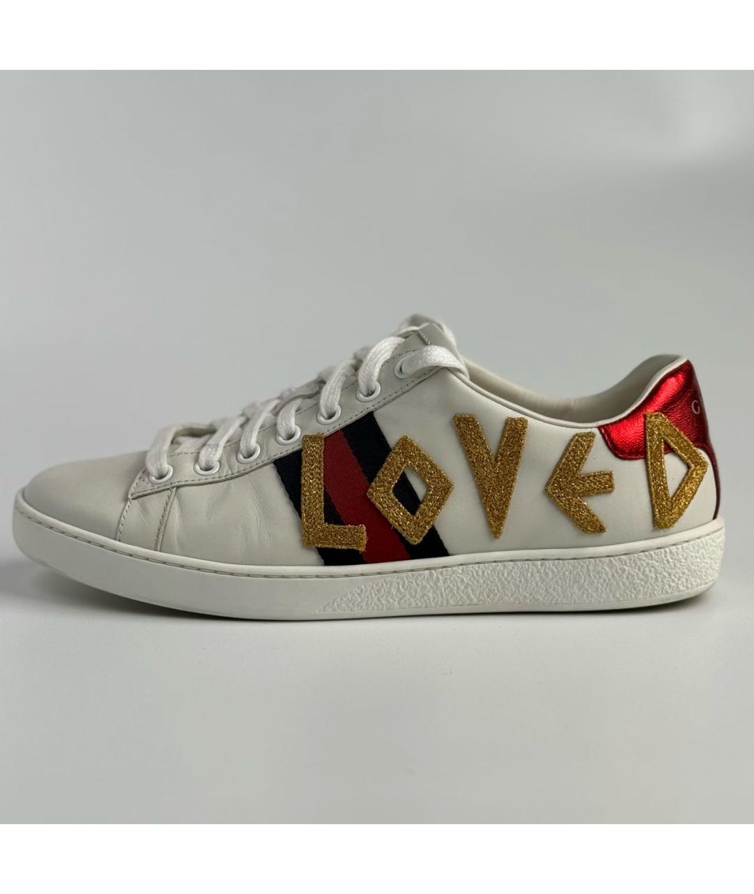 GUCCI Белые кожаные кеды, фото 8