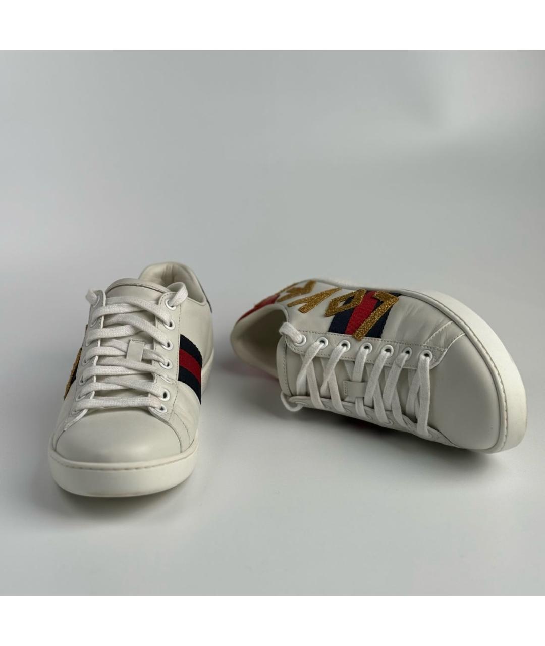 GUCCI Белые кожаные кеды, фото 3