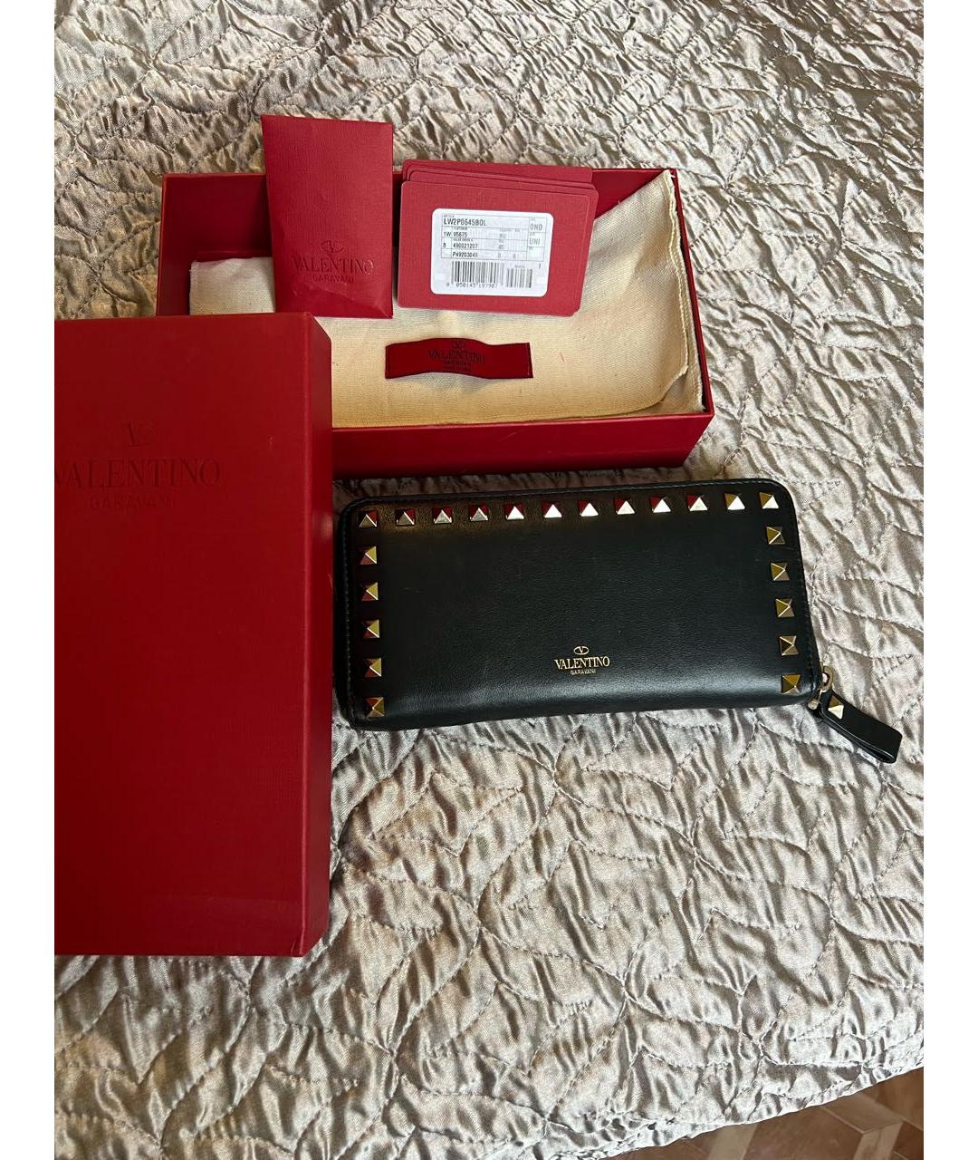 VALENTINO Черный кожаный кошелек, фото 5