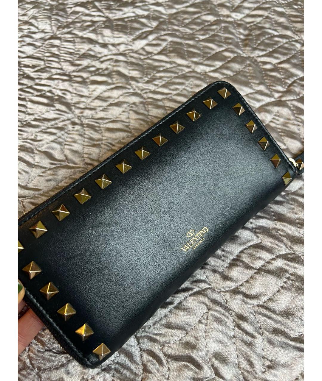 VALENTINO Черный кожаный кошелек, фото 2