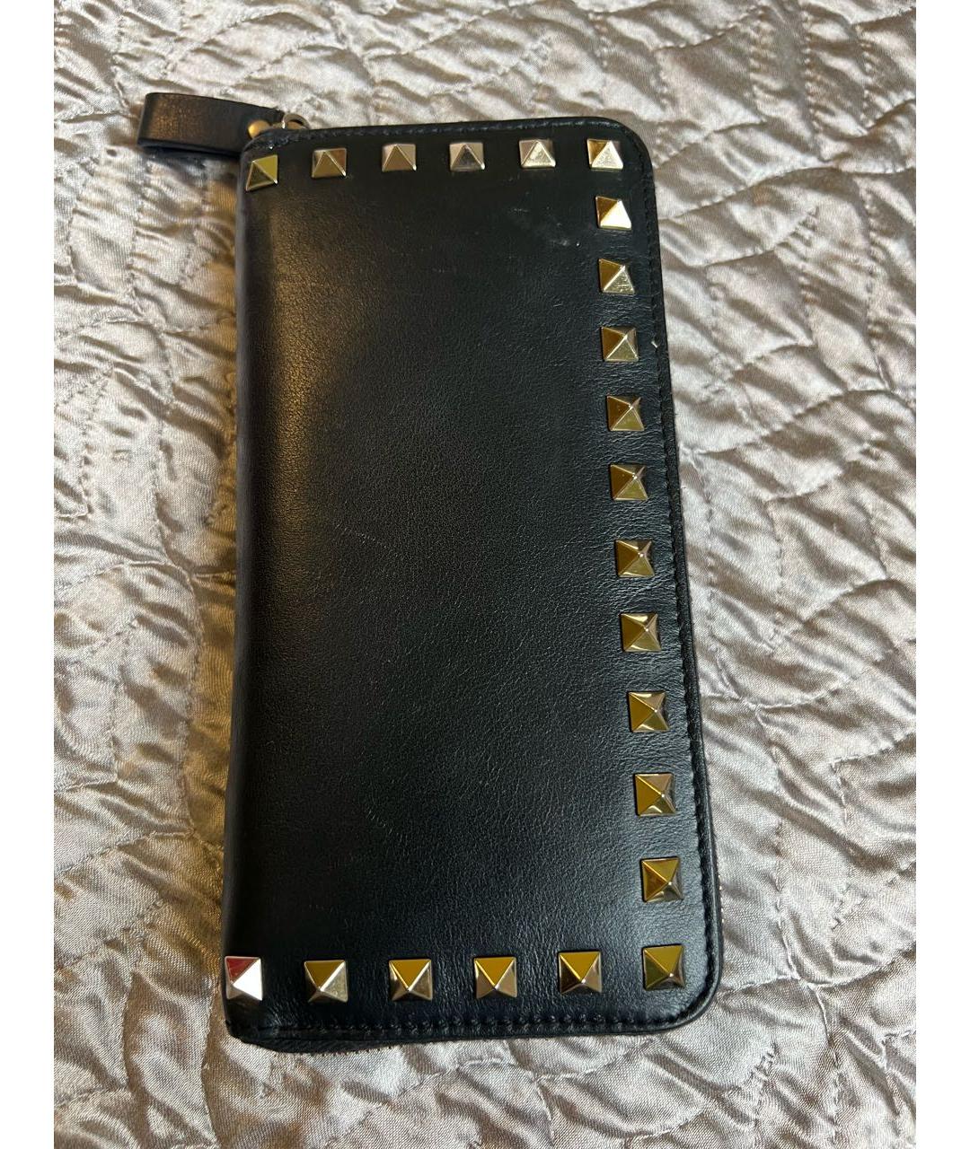 VALENTINO Черный кожаный кошелек, фото 3