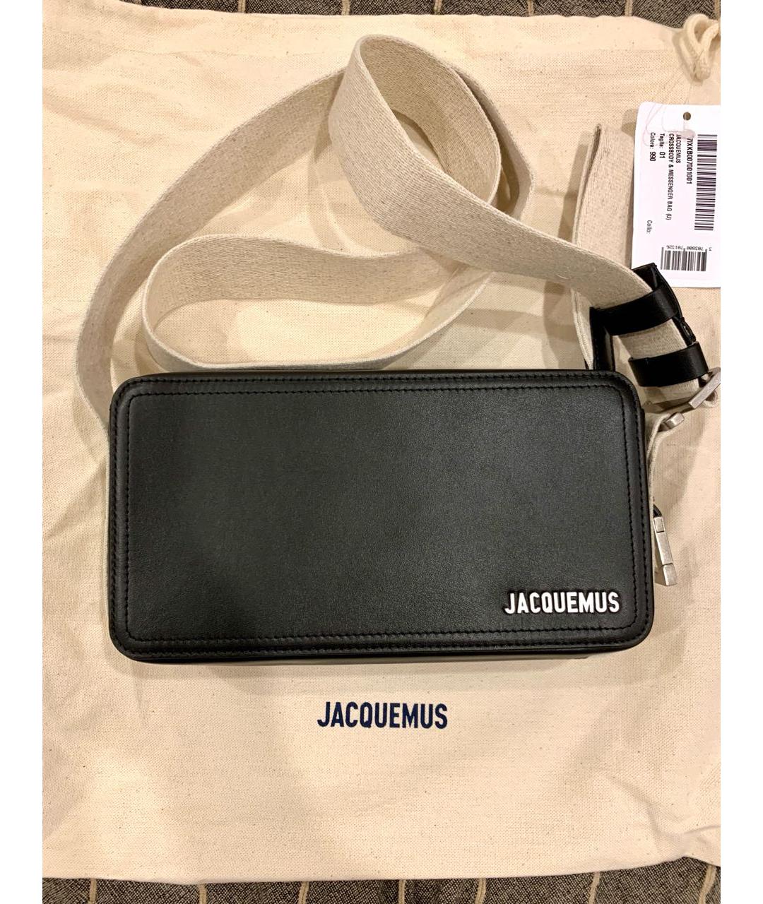 JACQUEMUS Черная кожаная сумка на плечо, фото 5