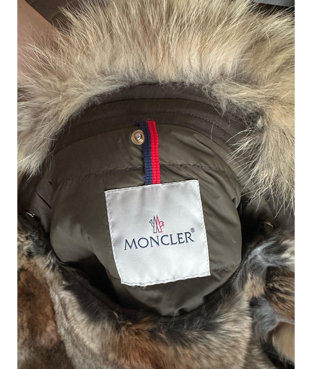 MONCLER Хаки меховая парка, фото 3