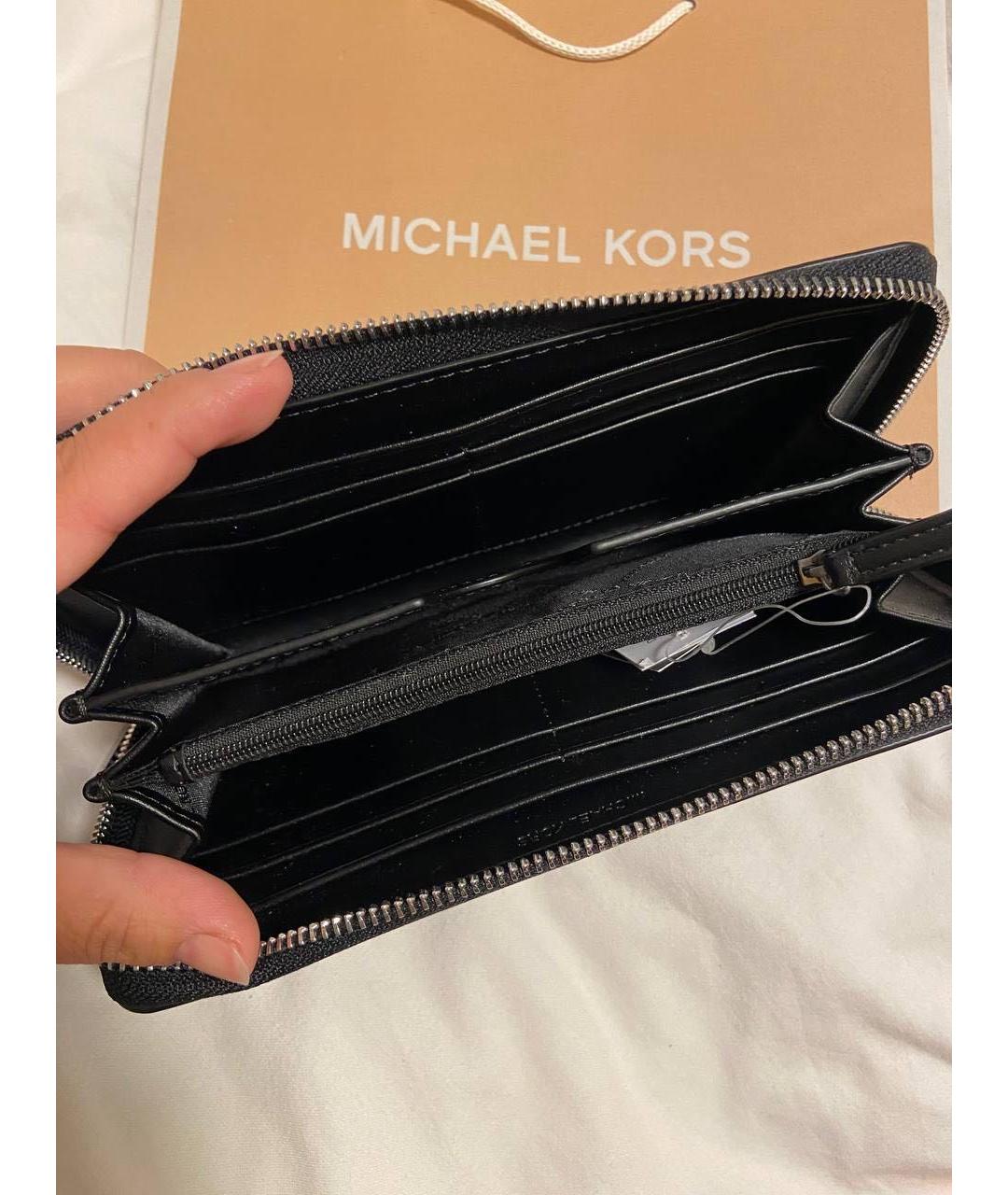 MICHAEL KORS Черный кожаный кошелек, фото 4