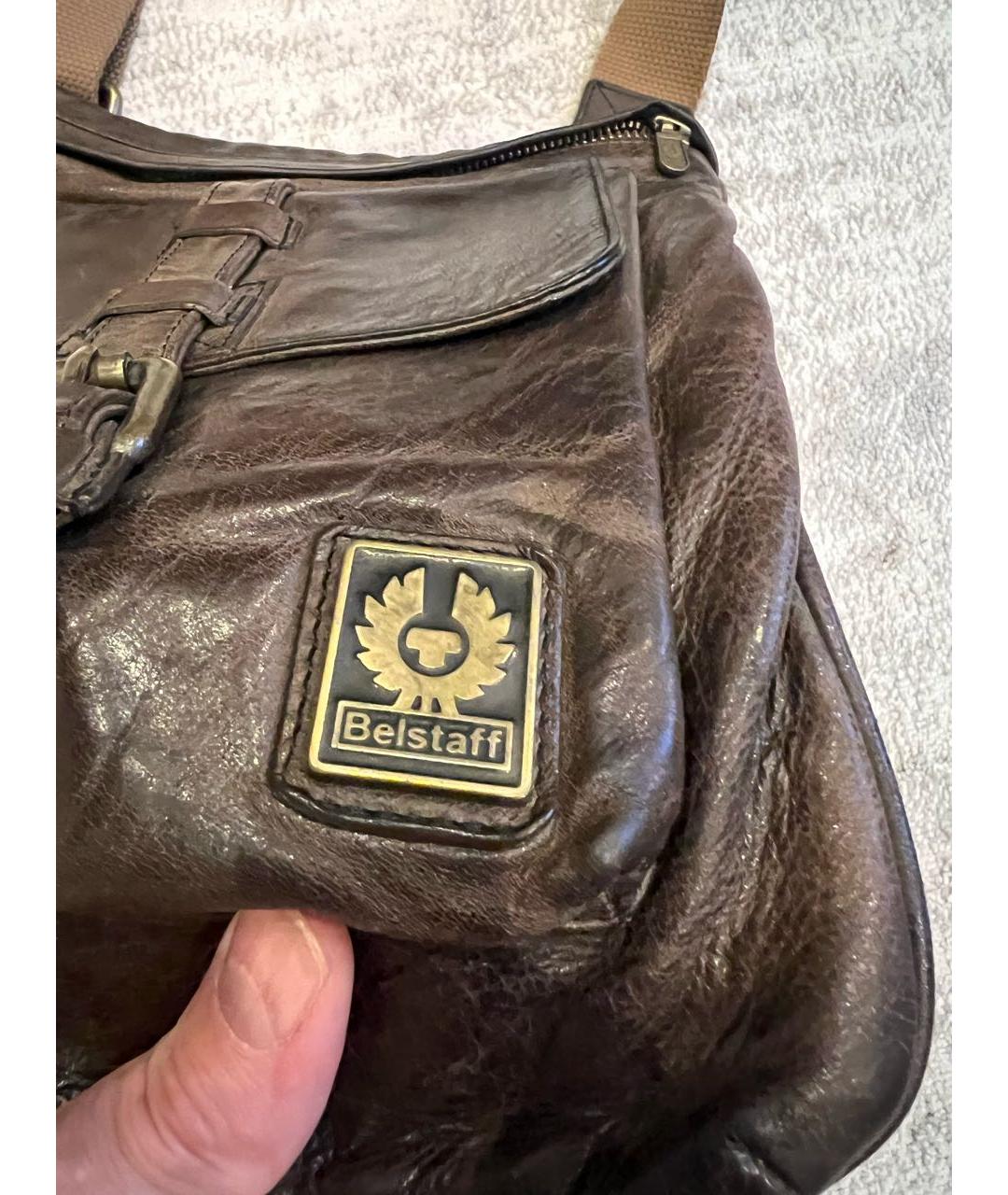 BELSTAFF Коричневая кожаная сумка на плечо, фото 3