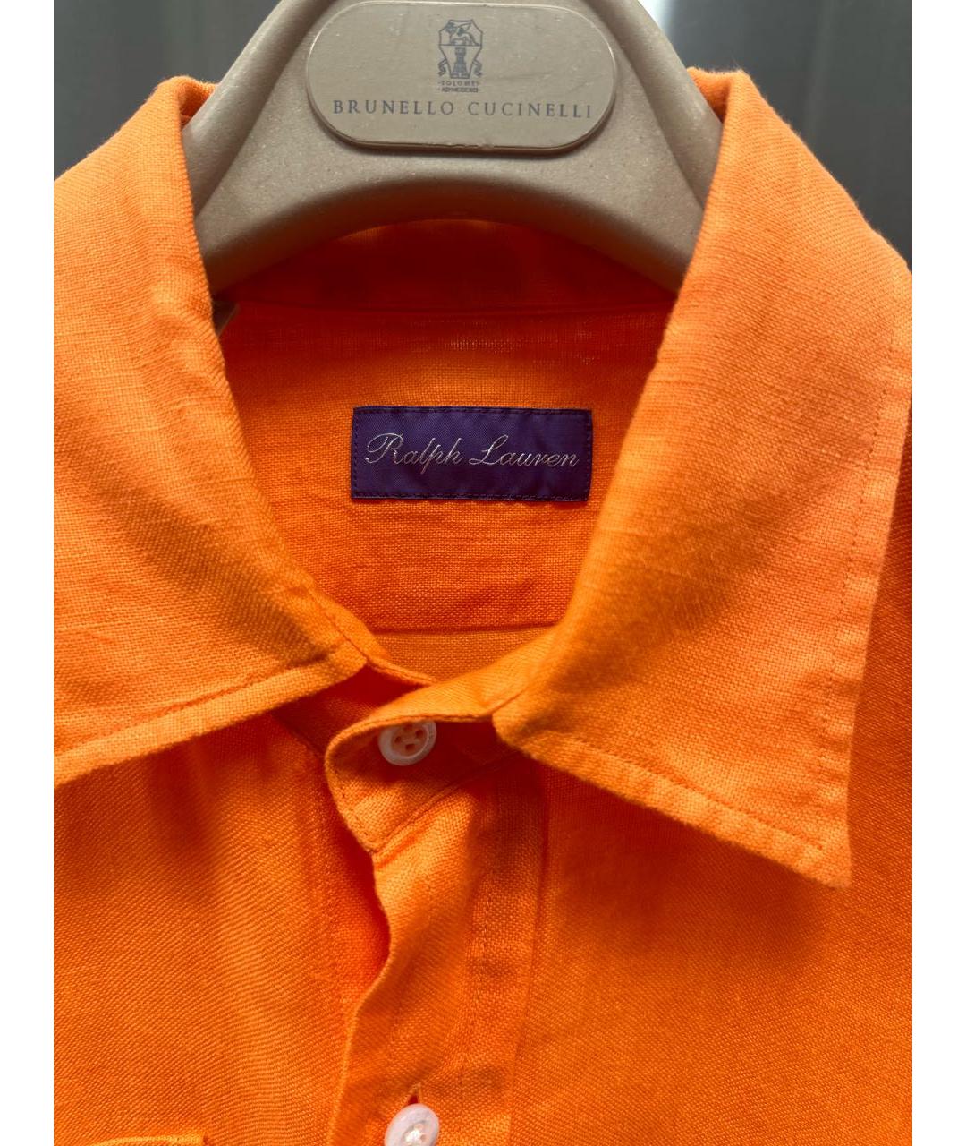 RALPH LAUREN COLLECTION Оранжевая льняная детская рубашка, фото 3