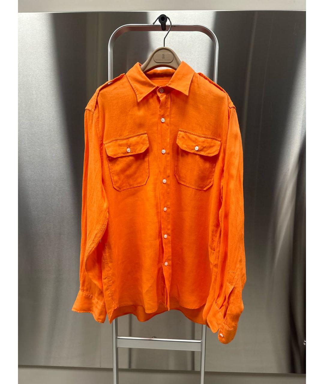 RALPH LAUREN COLLECTION Оранжевая льняная детская рубашка, фото 6