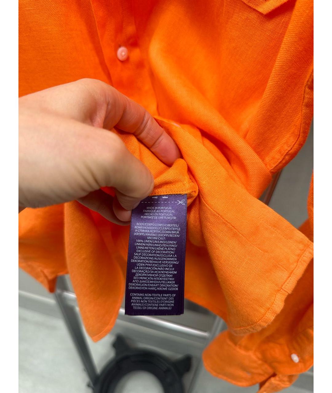 RALPH LAUREN COLLECTION Оранжевая льняная детская рубашка, фото 5