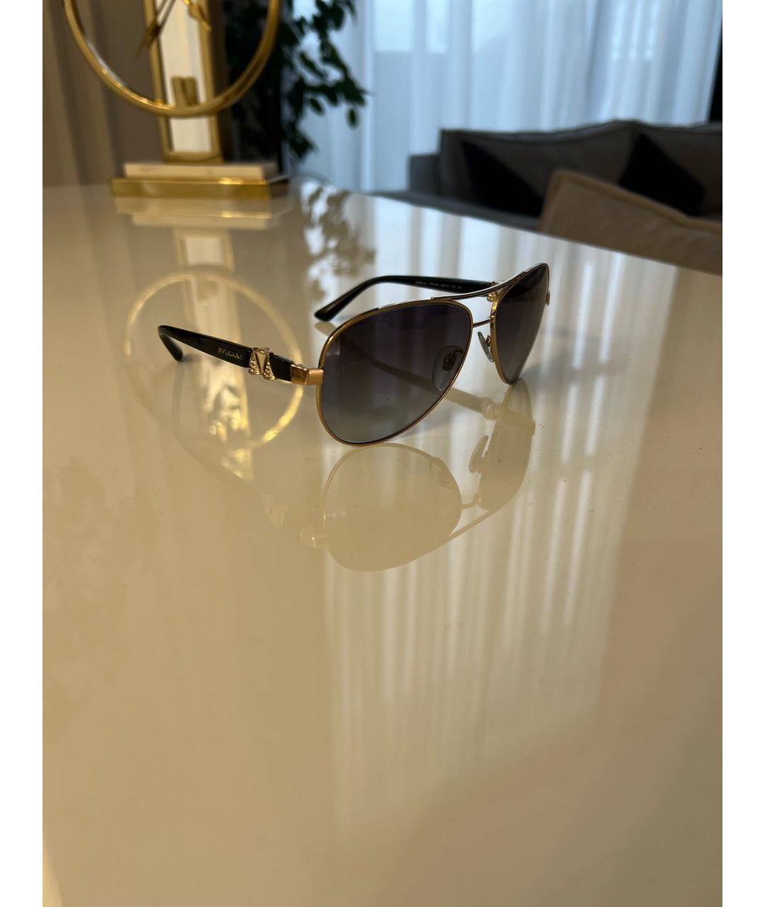 BVLGARI Золотые металлические солнцезащитные очки, фото 2