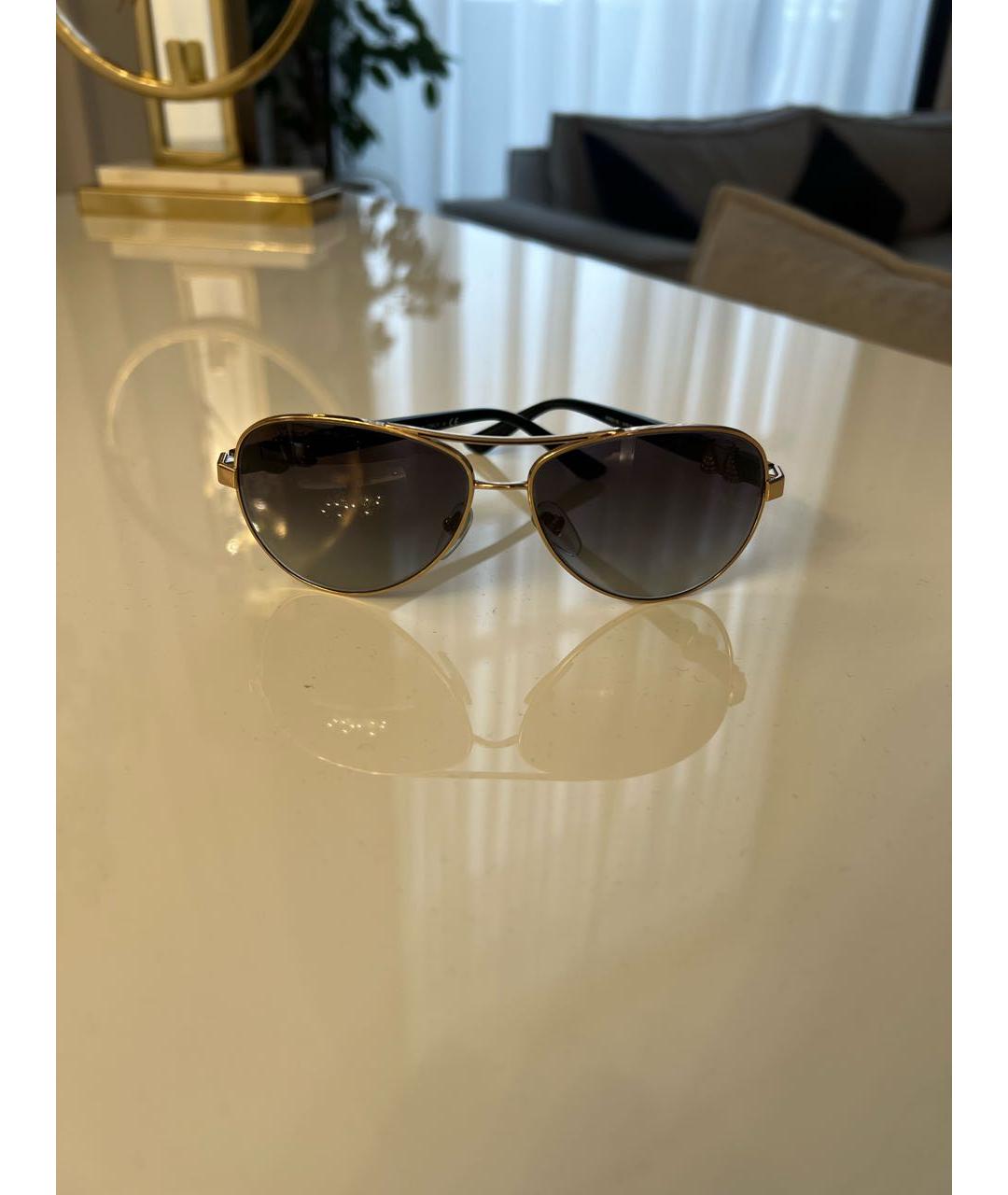 BVLGARI Золотые металлические солнцезащитные очки, фото 5