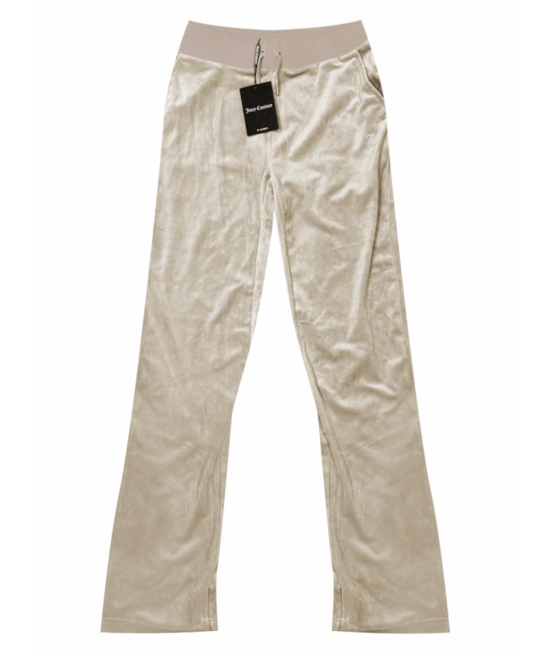 JUICY COUTURE Бежевые велюровые спортивные брюки и шорты, фото 1
