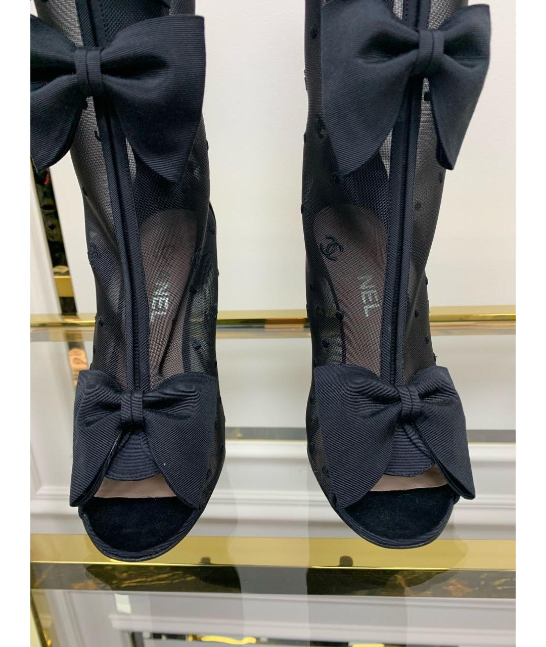 CHANEL Черные текстильные сапоги, фото 4