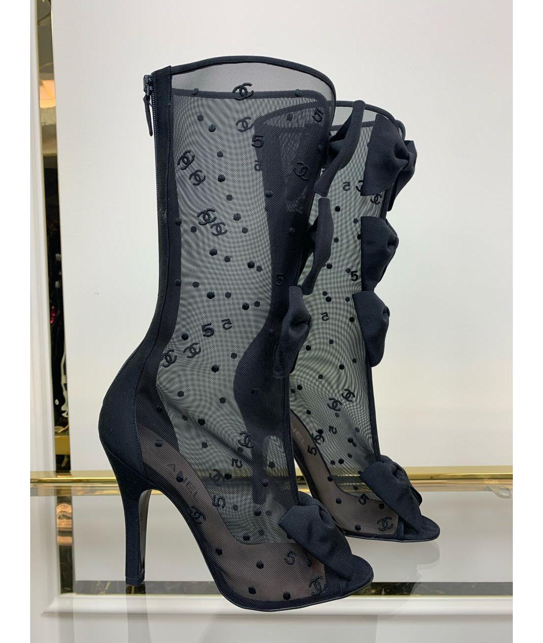 CHANEL Черные текстильные сапоги, фото 9