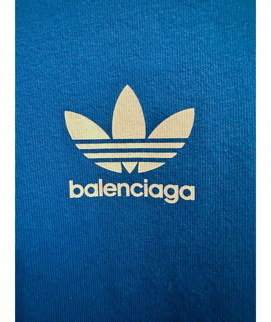 BALENCIAGA Синяя хлопковая футболка, фото 3