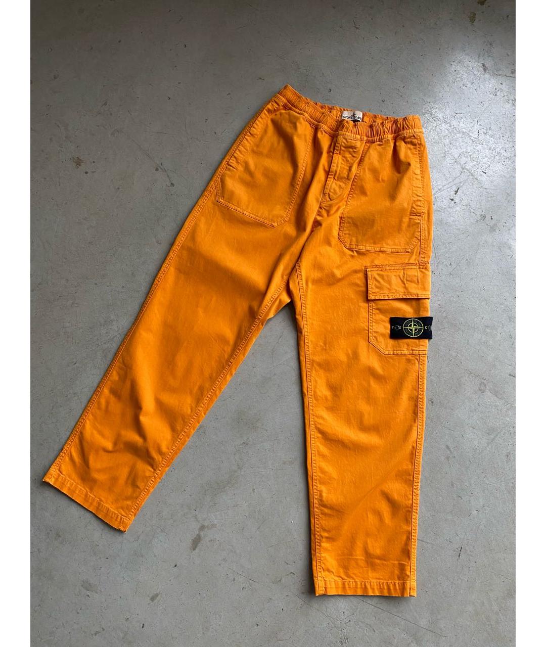 STONE ISLAND Оранжевое хлопковые брюки чинос, фото 7