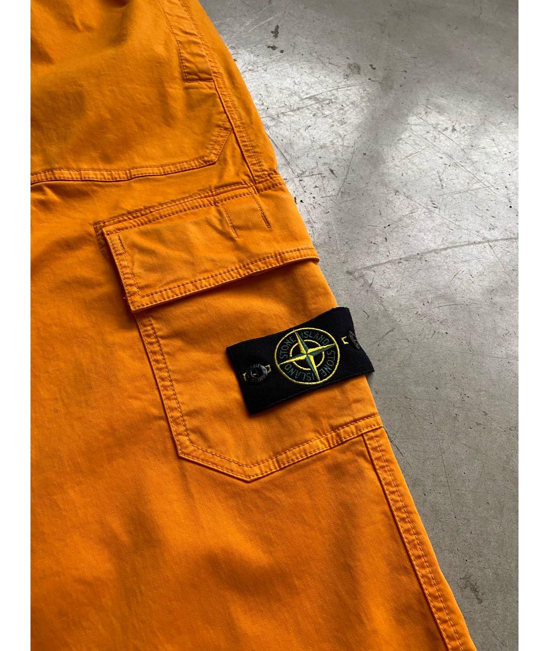 STONE ISLAND Оранжевое хлопковые брюки чинос, фото 4
