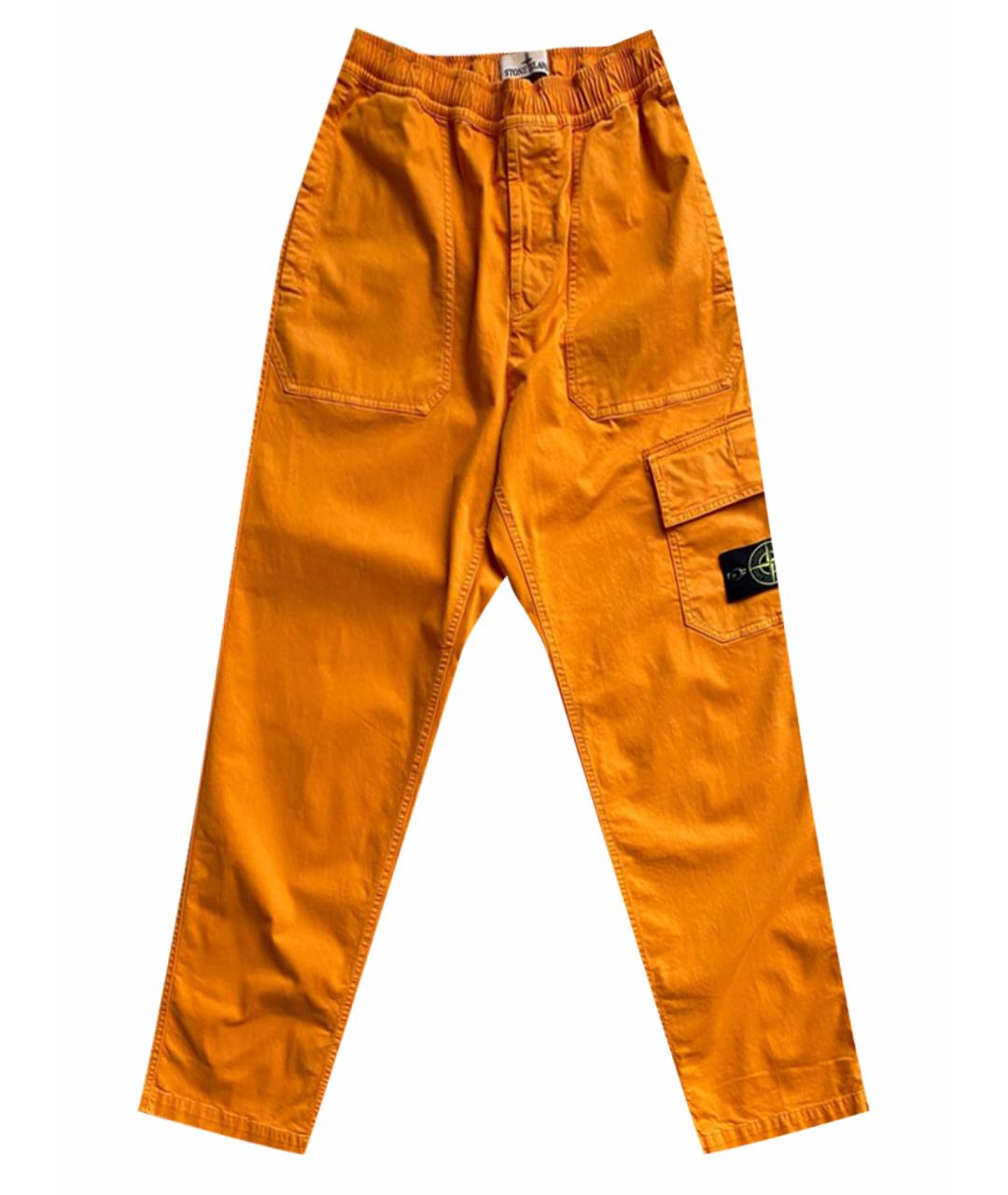 STONE ISLAND Оранжевое хлопковые брюки чинос, фото 1