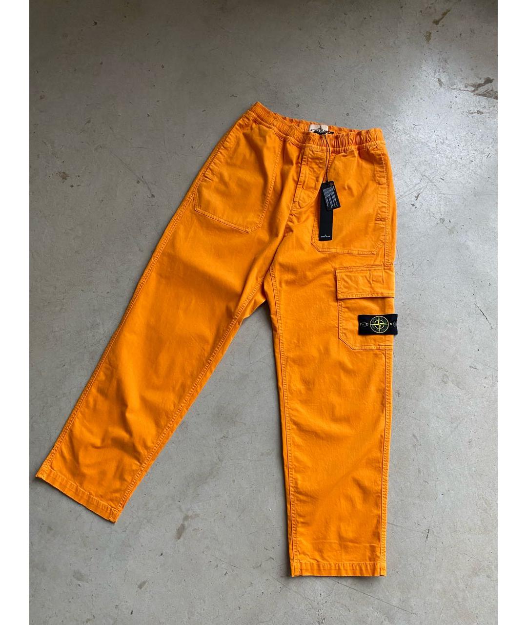 STONE ISLAND Оранжевое хлопковые брюки чинос, фото 2