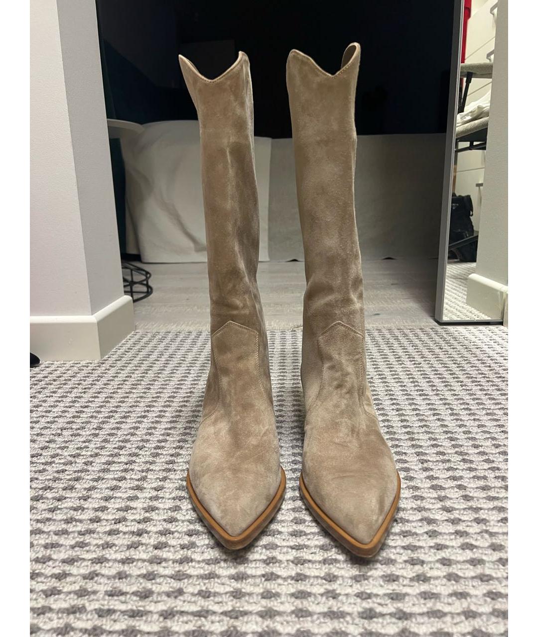 GIANVITO ROSSI Бежевые замшевые сапоги, фото 2