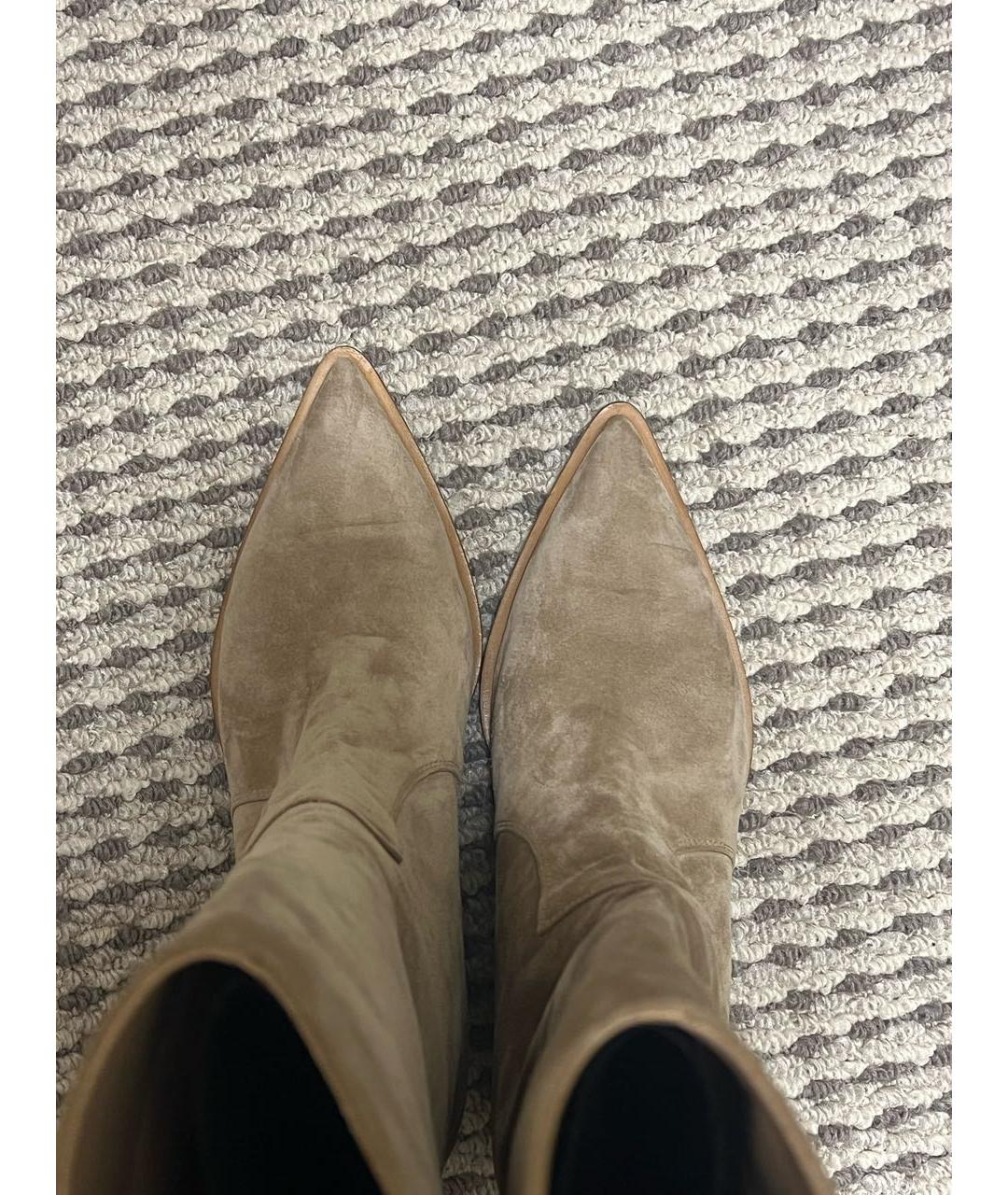 GIANVITO ROSSI Бежевые замшевые сапоги, фото 4