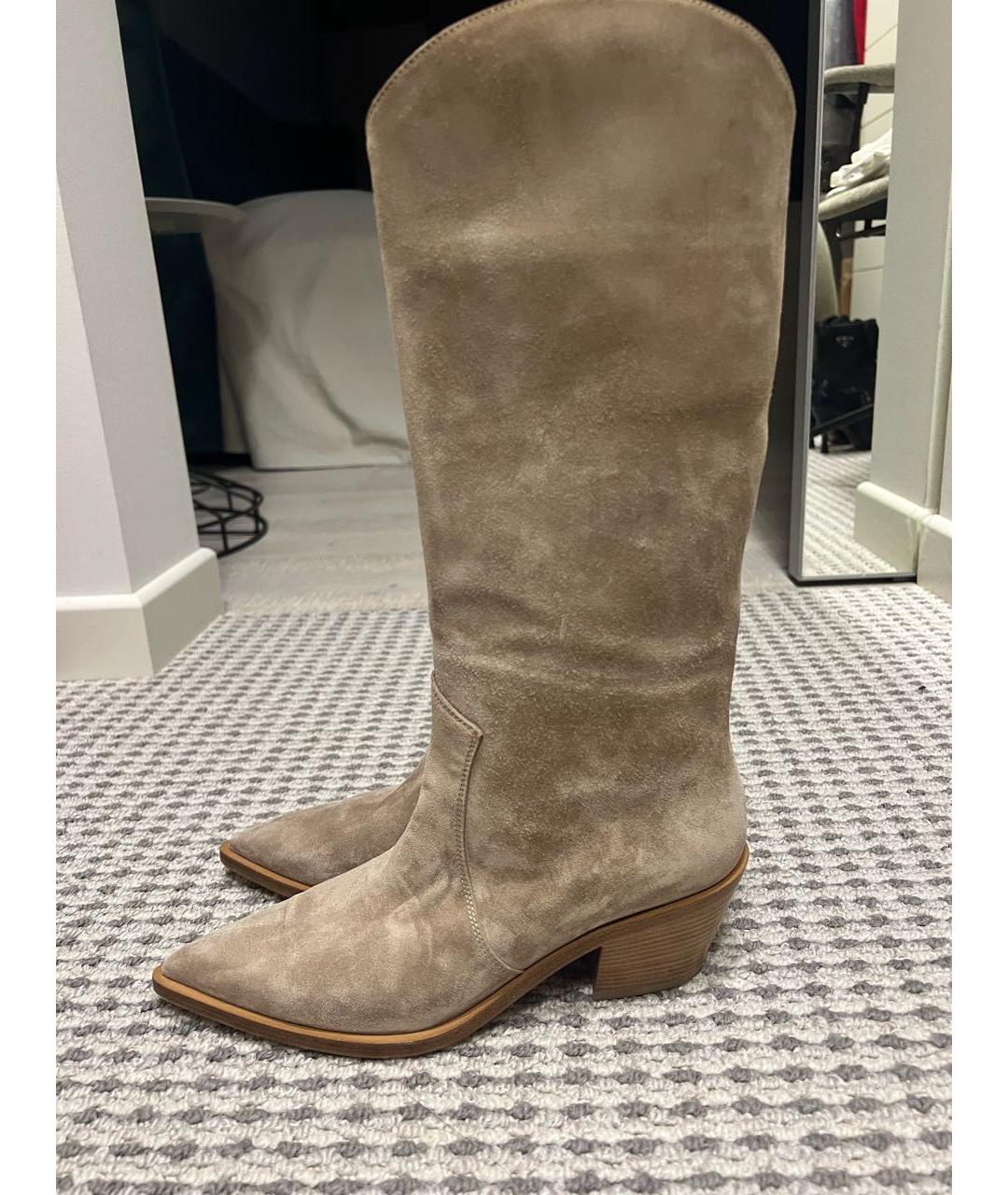 GIANVITO ROSSI Бежевые замшевые сапоги, фото 6