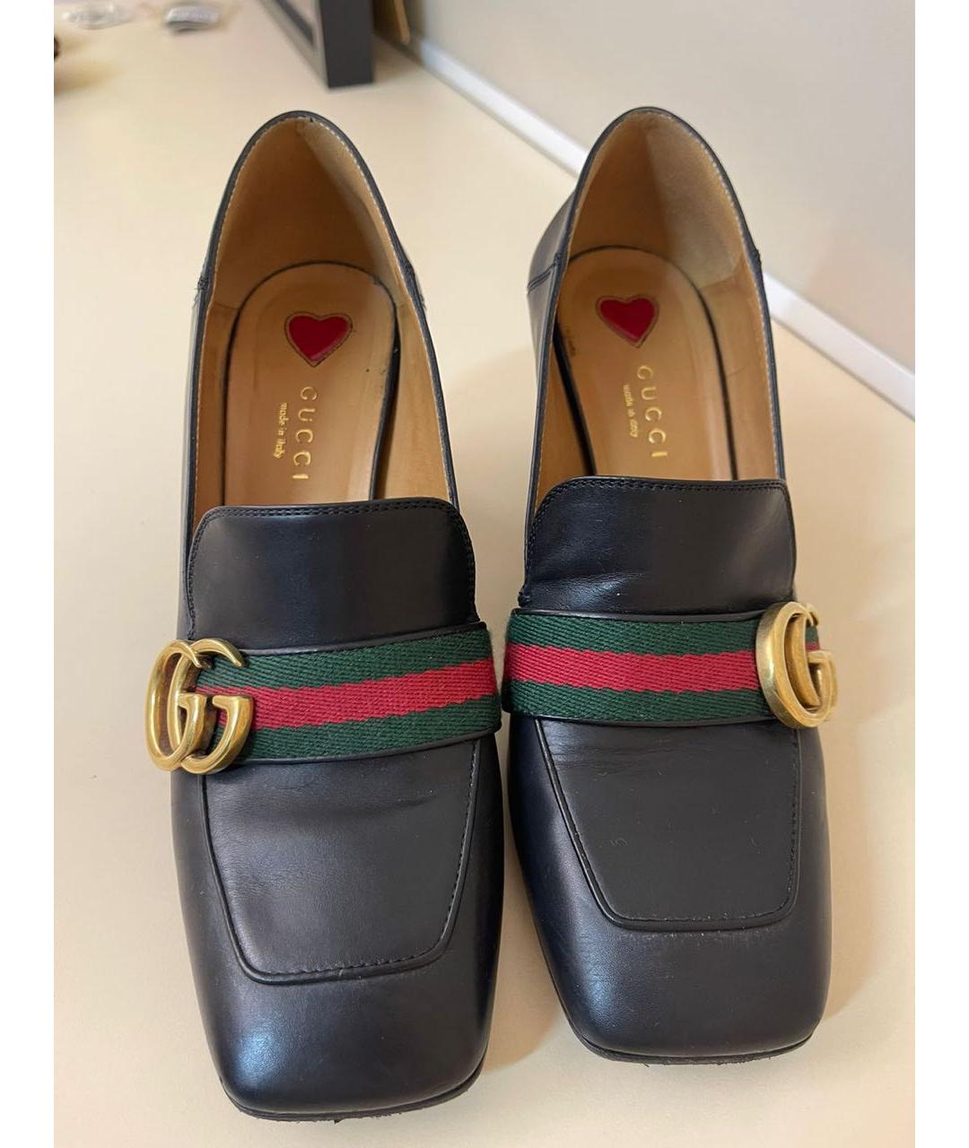 GUCCI Черные кожаные туфли, фото 2